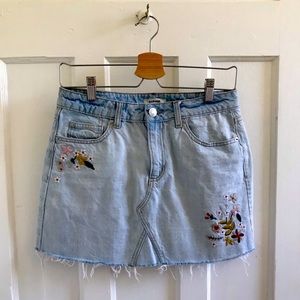 Garage Denim Distressed Mini Skirt